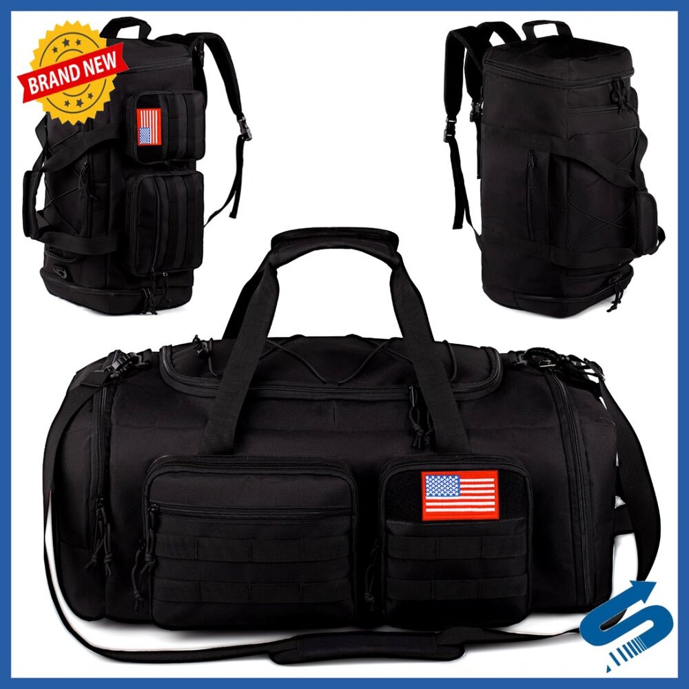70l Large 3-In-1 Water-Resistant Gym Bag With Shoe Compartment, Travel Backpack